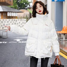 羽绒服新款2022年冬季女装时尚大气修身中长款90白鸭绒韩版羽绒服，女装羽绒服，卡杰菲