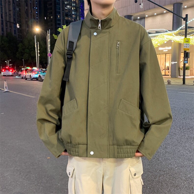 2025新款现货纯棉夹克男宽松立领上衣外套DSA157B-J2528-P93图片