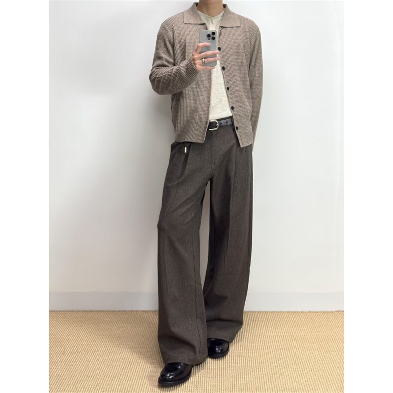 26春老钱风直筒褶皱西裤A字版型宽松休闲裤CK896/特P45，男装西裤，电商B350