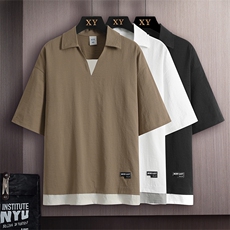 冰氧仿棉短袖木板挂拍体恤休闲百搭纯色POLO衫男上衣TC3143-P35，男装Polo衫，星座717