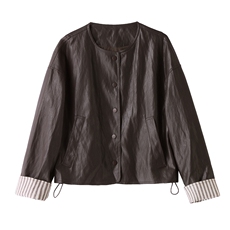 大量现货主推-2026年春秋季新款简约百搭PU皮短外套，女装皮衣，蓝诺裳