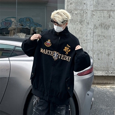 美式复古哈灵顿夹克春秋季做旧高级感宽松工装外套男女~Y1822，男装夹克，星座601-1