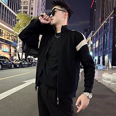 AF207/P98控138秋季社会小伙百搭立领撞色韩版修身外套开衫男黑首，女装短外套，星座305B-1
