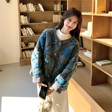 新中式风刺绣短外套女2025冬新款设计感小众圆领开衫小个子超好看，女装羽绒服，2C057