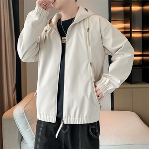 冲锋衣连帽夹克男宽松落肩纯色上衣外套DSA157B-J208-P60图片
