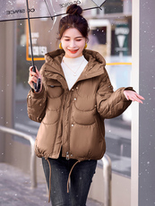 冬装新款简约时尚保暖连帽休闲棉服棉衣外套，女装棉衣/棉服，韩美纤衣