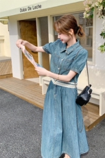 氛围感牛仔上衣半身裙套装女夏甜美显瘦遮肉气质休闲高级感两件套，女装套装/套裙，2C159