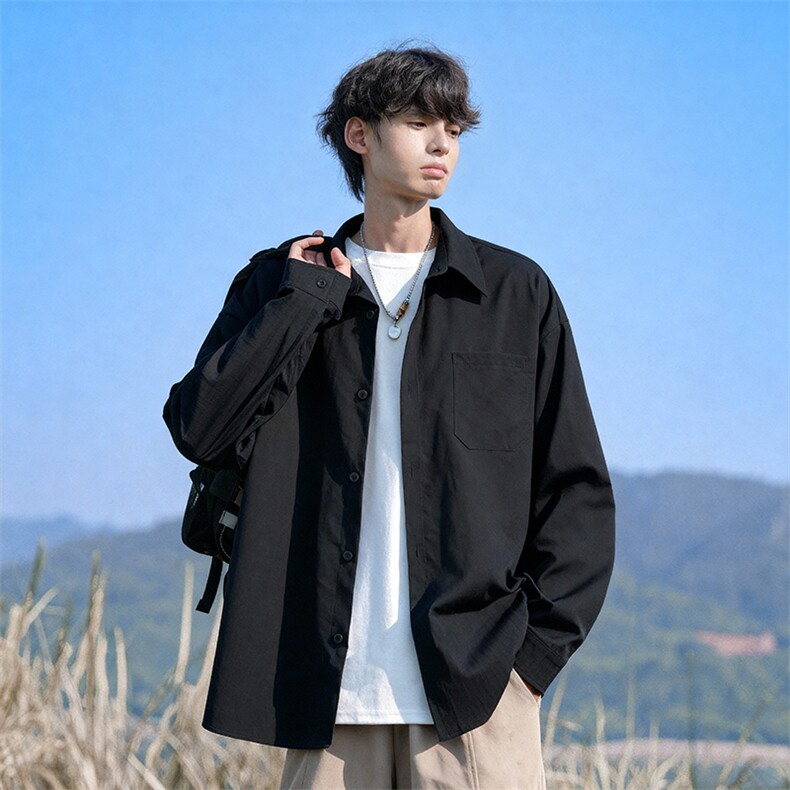 2026春季新款翻领口袋设计男大码打底衬衫C6370特P30建议零售价78，男装T恤，电商A001