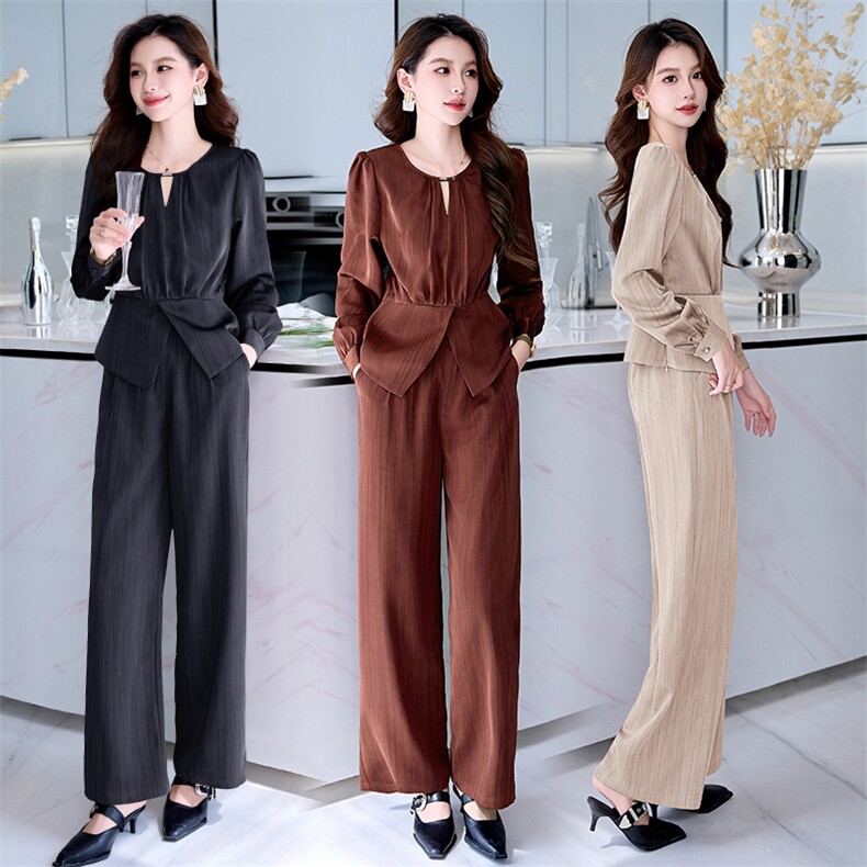 休闲时尚套装女2025夏季新款职业装气质收腰无袖上衣阔腿裤两件套，女装套装/套裙，火爆靓佳人