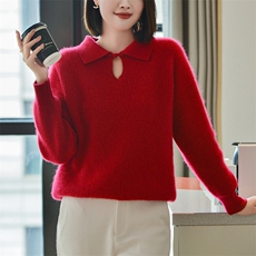 女士秋冬季新款时尚显瘦古风盘扣套头羊毛衫，女装羊毛衫，宋氏羊绒