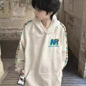刺绣连帽卫衣男女秋季情侣款宽松潮牌外套图片