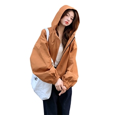 橘色冲锋衣工装外套女春秋2025新款韩系流行设计感爆款小个子爆款，女装短外套，2C262