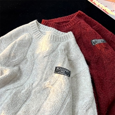 8XL-M圆领毛衣男秋冬慵懒风宽松情侣装麻花针织羊毛衫MY19004P68，男装针织衫/毛衣，电商B312