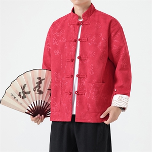秋装新款风复古灯芯绒休闲夹克新中式盘扣外套唐装 H337/P110图片