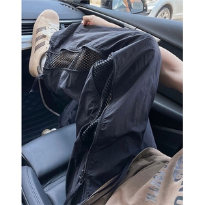 复古痞帅夏季薄款侧边拉链网格休闲裤男直筒运动学生裤子 KA236图片