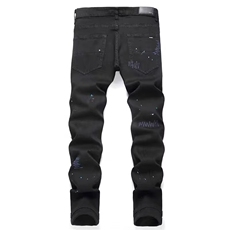 1506/QC10650/P59欧货轻奢刮烂破洞补丁牛仔裤，男装牛仔裤，星座1506