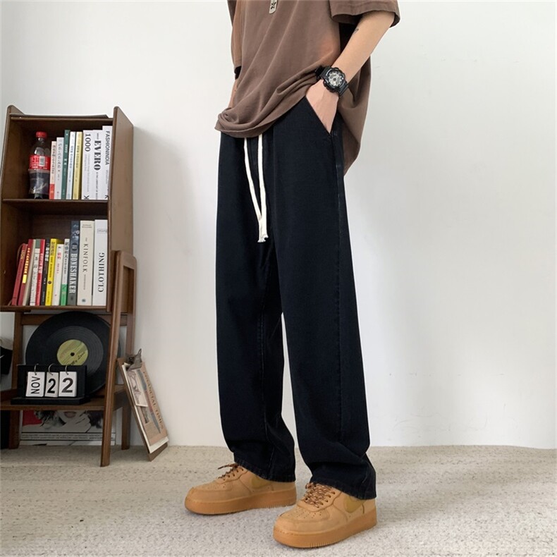 牛仔裤男美式复古水洗青少年宽松直筒长裤子A080-9291-P35控68图片