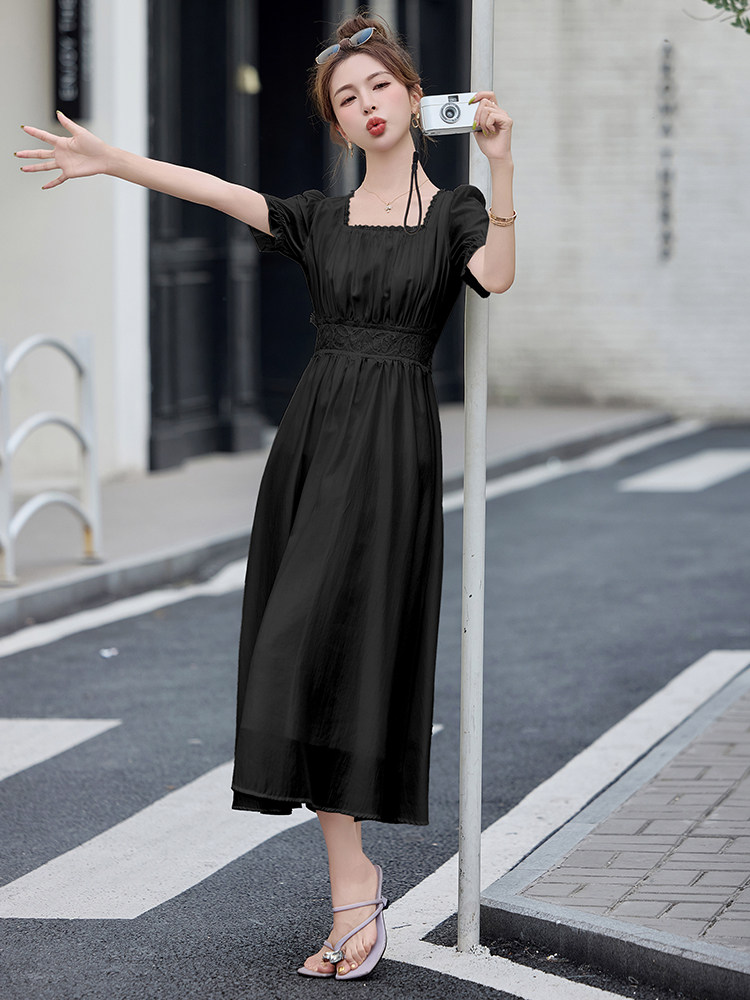 2025年夏季新款拼接蕾丝花边优雅甜美连衣裙,女装连衣裙,臻衣坊