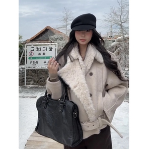 2025秋冬复古做旧座山雕加厚棉服男女宽松解构磨毛高级感毛领外套图片