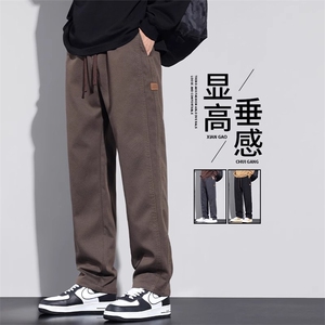 1506-1/QB10580/P39阔腿垂感大码宽松直筒新款美式高腰工装裤男图片