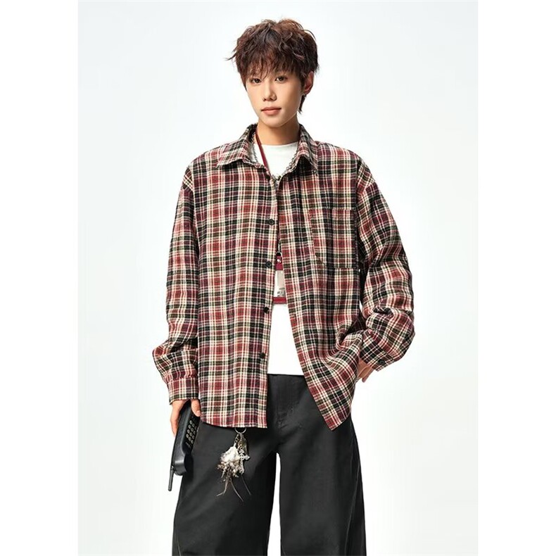 1506/QC63730/P49长袖衬衫宽松衬衣男生夏季潮流百搭休闲外套图片
