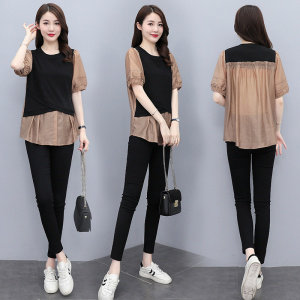 2021年夏季时尚百搭减龄假两件上衣，女装衬衫，寒都衣屋
