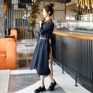 时尚显瘦牛仔连衣裙女新款气质长袖修身A字裙百搭休闲裙图片