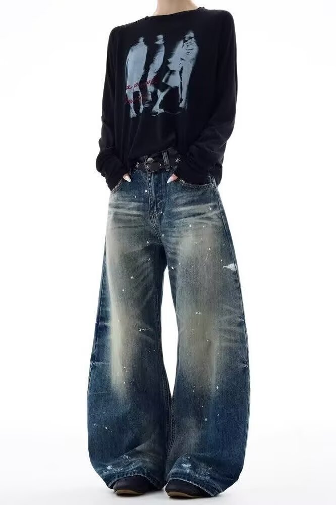 XZ221-5/K6012/特P49美式复古显瘦垂感宽松阔腿牛仔裤,男装牛仔裤,星座221-5
