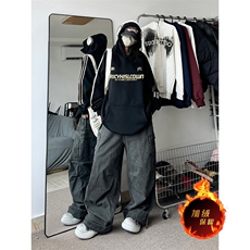 抖音得物供货提供视频秋冬重磅美式宽松织带连帽卫衣0405，男装卫衣，电商A486