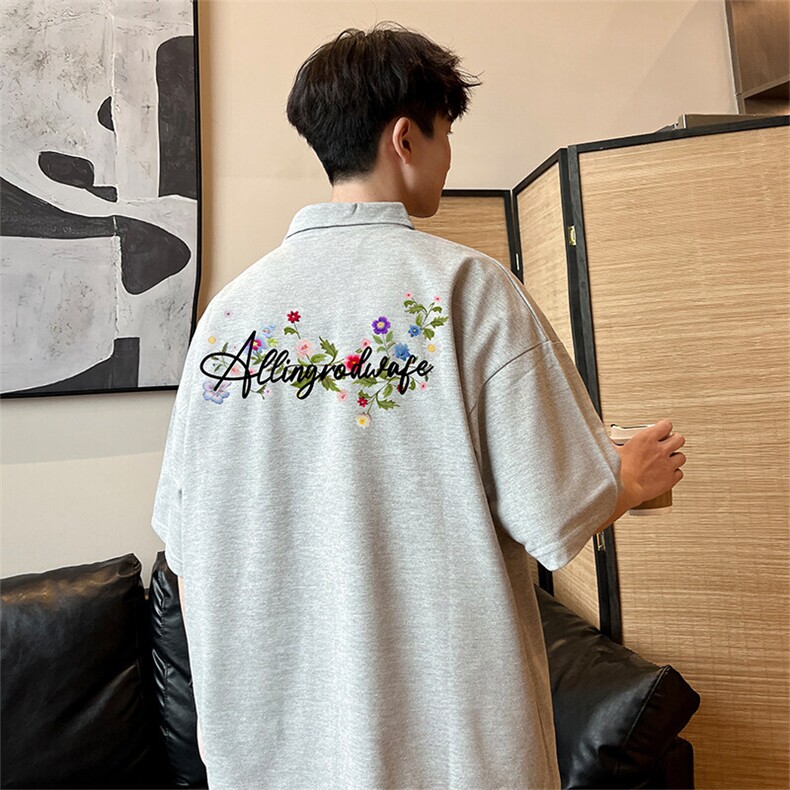 可设48小时支持抖音得物来样二开网眼透气翻领t恤美式短袖POLO衫,男装T恤,电商A486-1