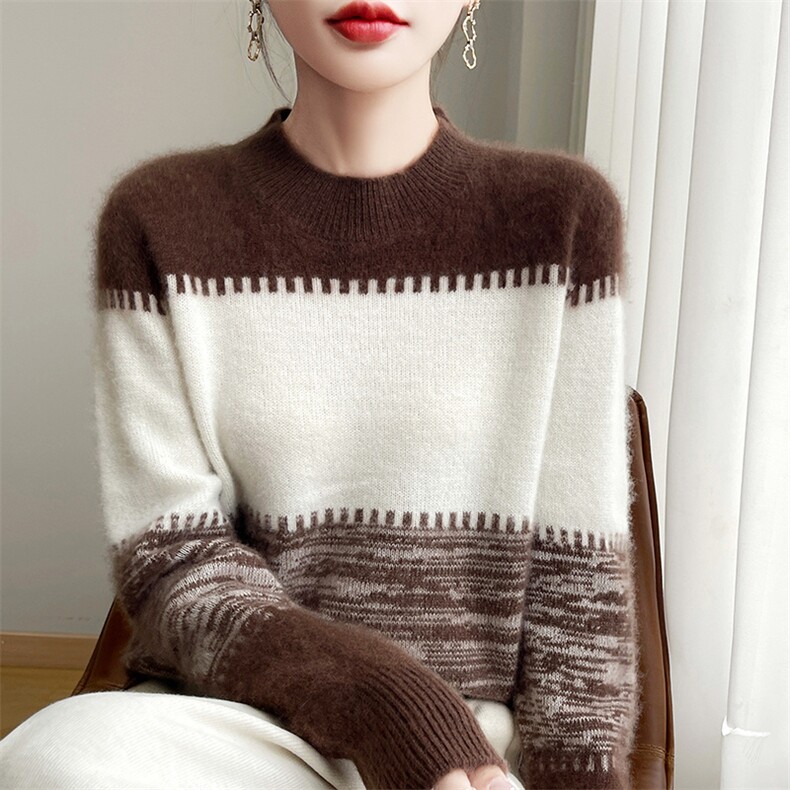 2024高端女士衫半高领内搭毛衣冬季加厚套头羊毛针织打底衫潮，女装羊毛衫，郡淞羊绒