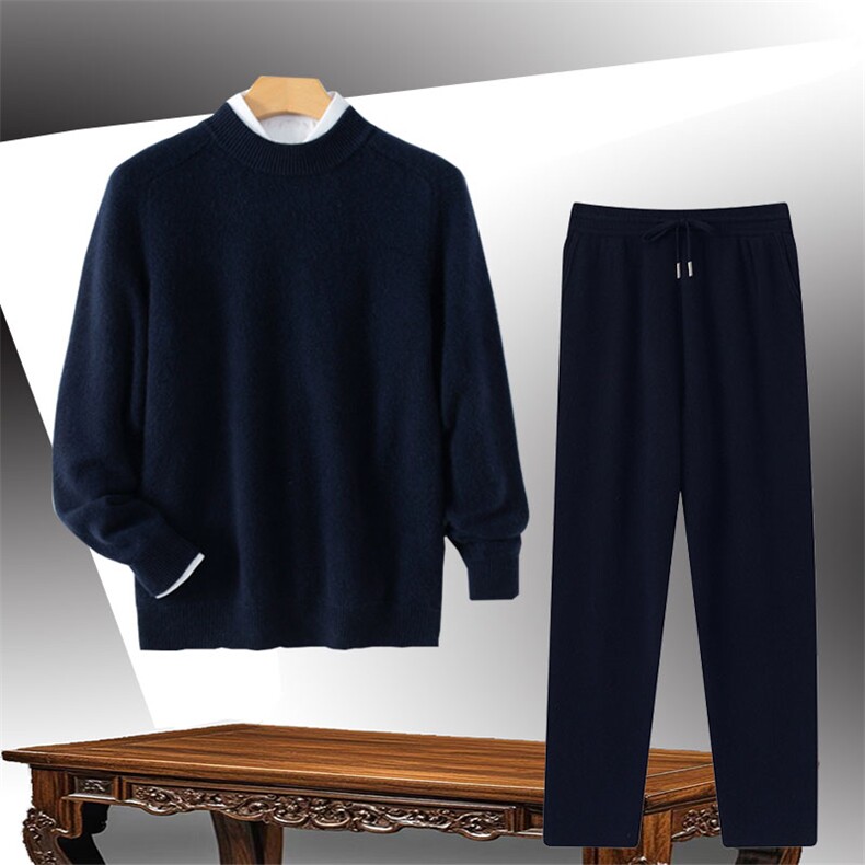 秋冬季新款男士套装8327马鞍肩+28裤子，男装休闲套装，恒标羊绒