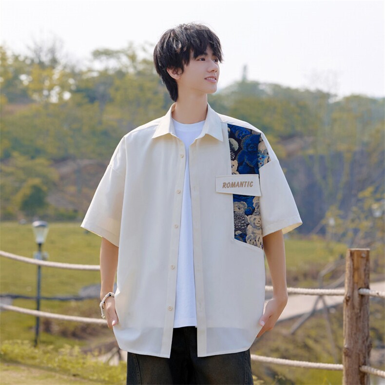 2025夏季新款cityboy大码冰丝短袖衬衫M-5XHC25538-特P25,男装衬衫,电商A022