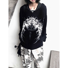 亚文化穿搭y2k白色印花卫衣外套女秋季薄款宽松上衣美式显瘦长袖，女装短外套，星座218-8