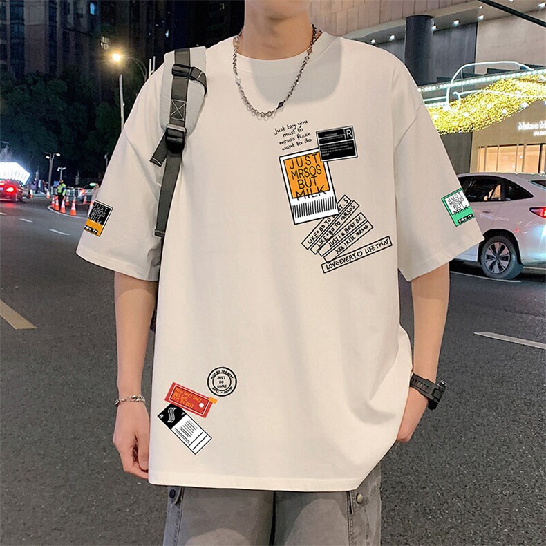 T822宽松短袖T恤男夏季2025新款半袖港风chic潮牌男生体恤衫图片