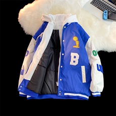 假两件连帽情侣装棒球服夹克棉衣棉服棉袄男女外套3317-P90控138，男装夹克，星座207