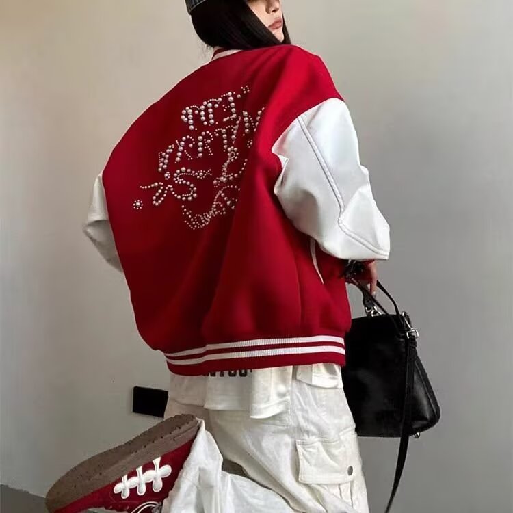 龙凤呢拼皮夹克原宿流行潮流文艺新款简约ins慵懒百搭日系气质,男装夹克,星座506A