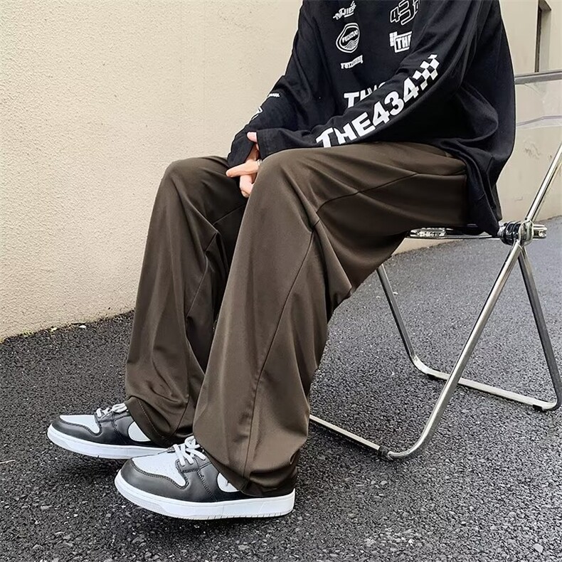 西裤男夏季新款潮牌ins宽松直筒垂感高街阔腿休闲裤K4337-P32,男装休闲裤,星座512-2