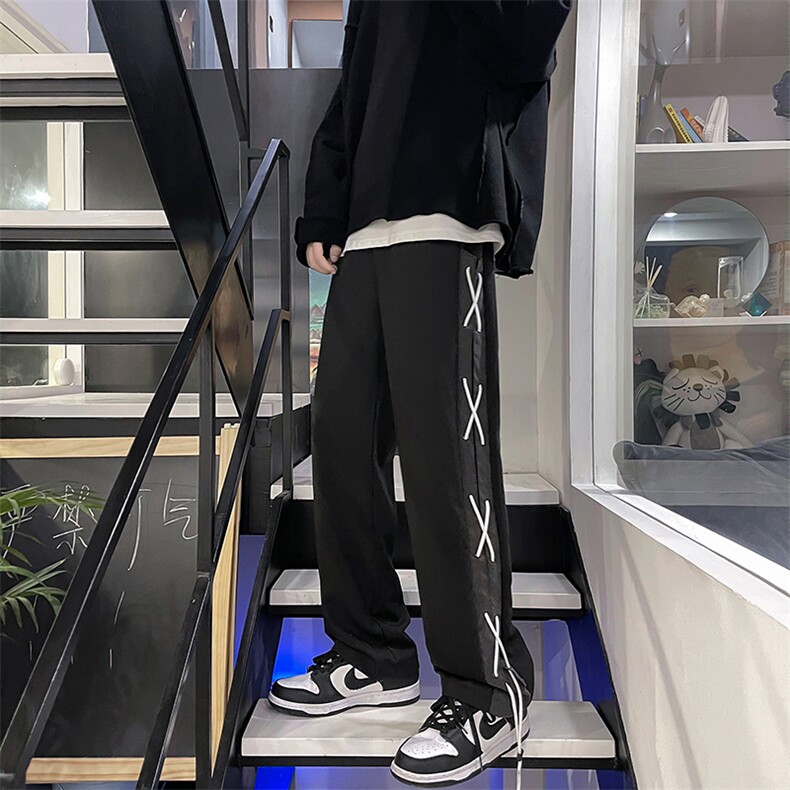 男秋冬新款黑色拼接裤休闲裤K219P38，男装休闲裤，星座1116-2