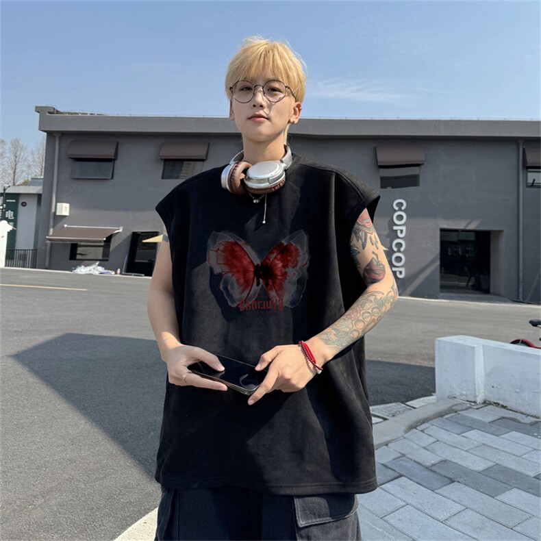 麂皮绒背心坎肩男T恤美式港风潮JB426-特P19控38,男装背心/马甲,电商B370