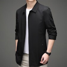 风衣男中款长款秋季薄款秋季商务休闲衣中年爸爸翻领秋装外套，男装风衣，电商B212（原钱塘6029）