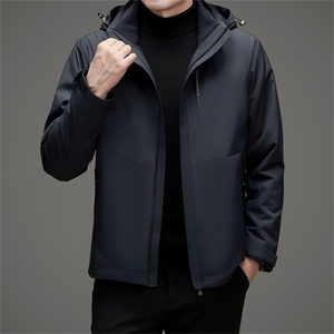 三合一冲锋衣男2025新款秋冬季新款加绒加厚外套爸爸装连帽登山服图片