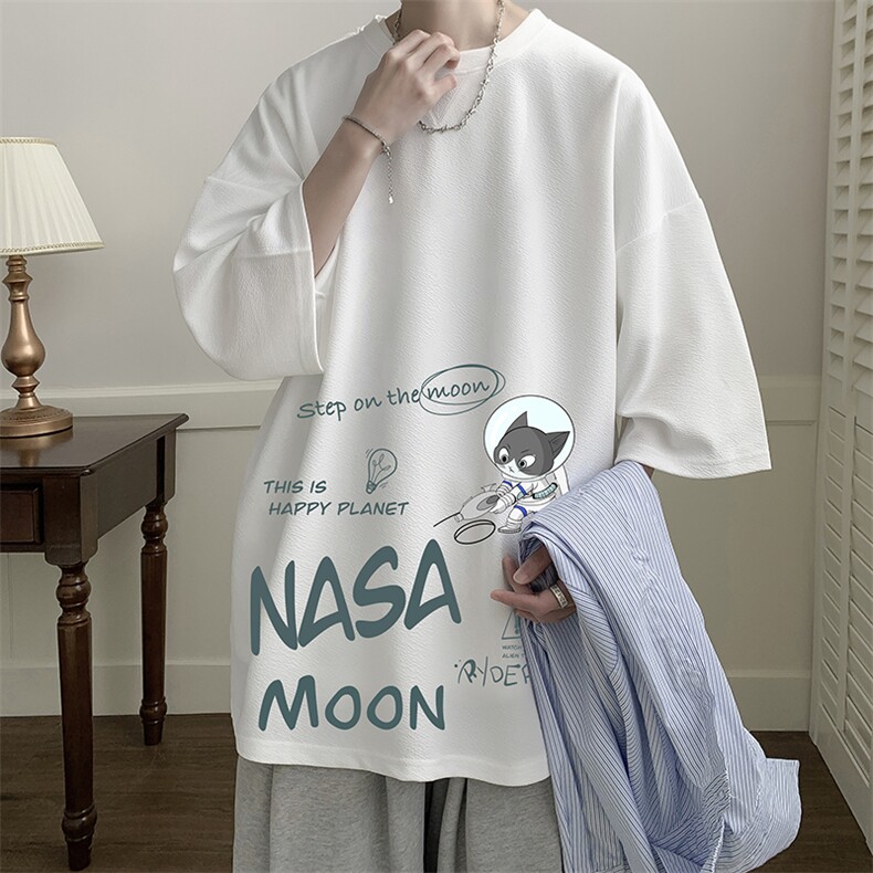 NASA联名同款春夏季七分袖t恤男大码五分袖男短袖中袖Q11187-P30图片