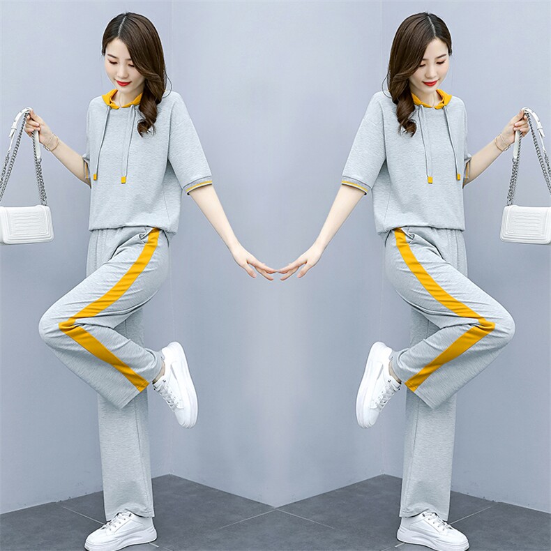时尚休闲卫衣套装两件套2024春秋新款大码女装时尚轻熟阔腿裤套装,女装套装/套裙,梦依杭