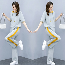 时尚休闲卫衣套装两件套2024春秋新款大码女装时尚轻熟阔腿裤套装，女装套装/套裙，梦依杭