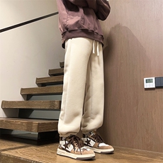 01冬加绒加厚羊羔绒束脚裤子纯色简约百搭潮裤XZ211-1-K2378-P65，男装卫衣，星座211-1