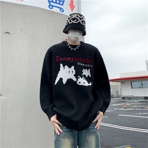 毛衣男秋冬新款高街宽松bf慵懒风针织衫2024潮男秋冬MY032-P48图片