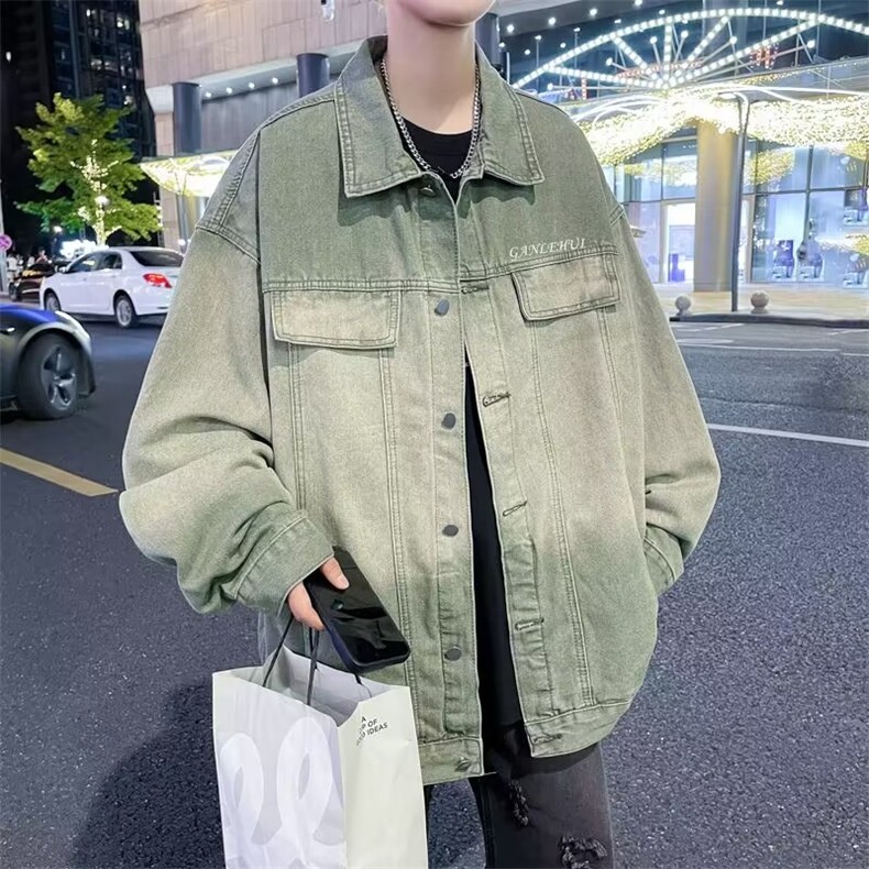 美式复古男女牛仔外套春秋新款潮牌渐变宽松工装夹克JK01170-65,男装夹克,星座308B-1