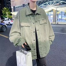 美式复古男女牛仔外套春秋新款潮牌渐变宽松工装夹克JK01170-65，男装夹克，星座308B-1