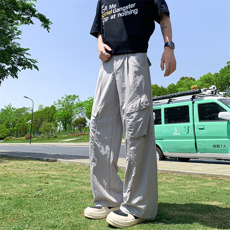 速干工装裤男2026春夏款薄款宽松直筒伞兵休闲裤子25XK67120特P35,男装休闲裤,电商A042
